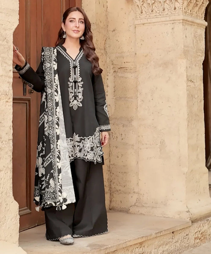 3 Piece Unstitched- Embroidered Khaddar
